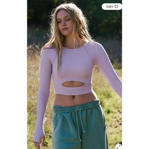 Free People Cut It Out Long Sleeved Top XL lilac